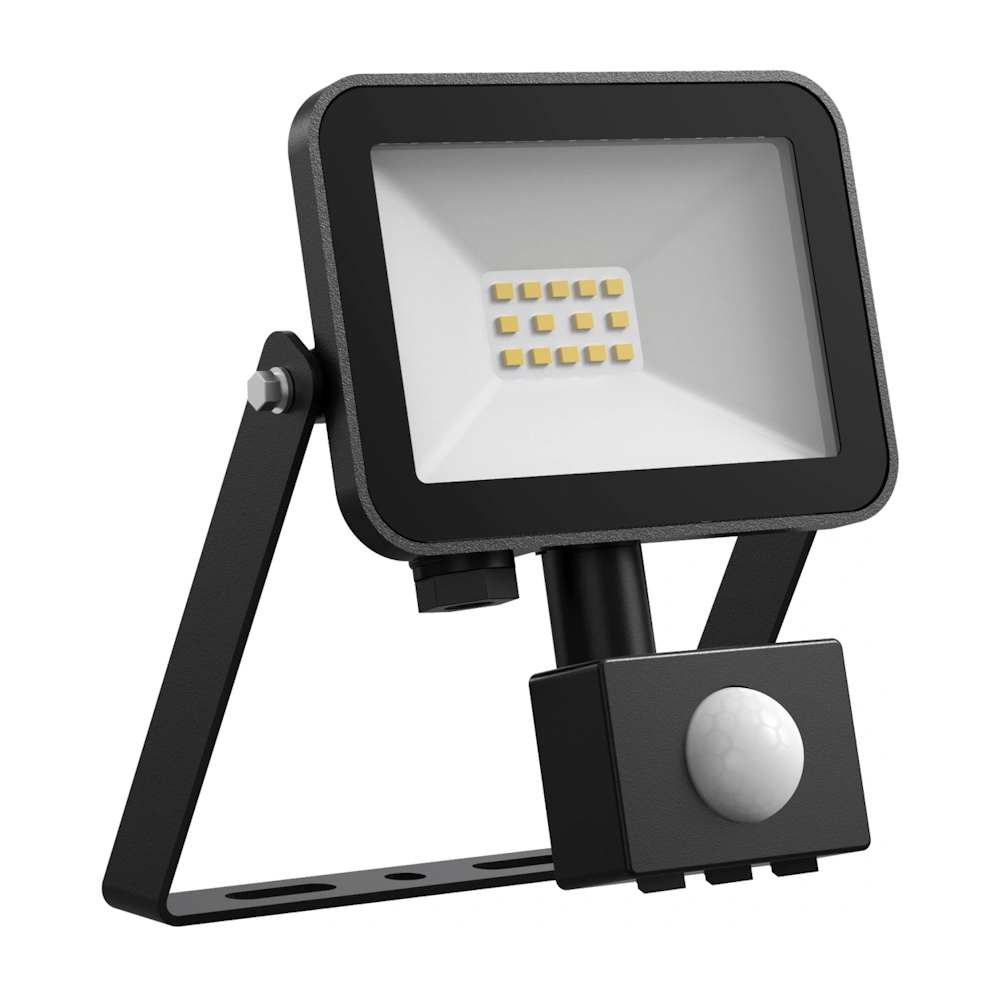 Fox Floodlight PIR 10W 220-240V 1070lm 4000K IP65 Sort Solar Netto