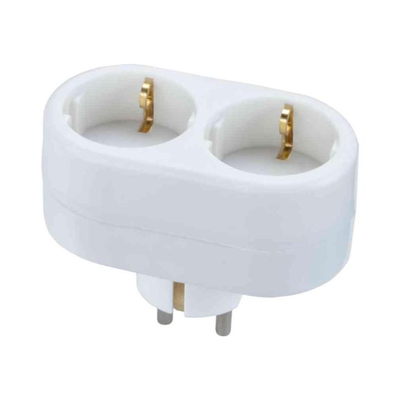 Forgreningsstik 2-Vægs Jord 16A 3680W 230-250V IP20 Hvid Gelia
