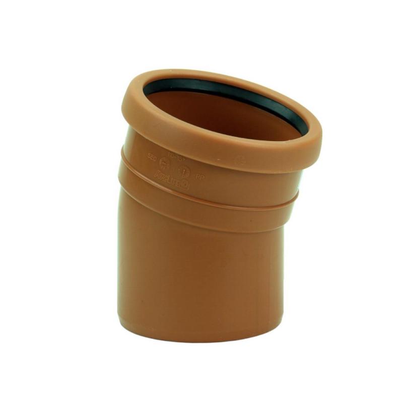 Jordafløbsbøjninger 1-Muffe 110mmx15° Polypropylen Pipelife