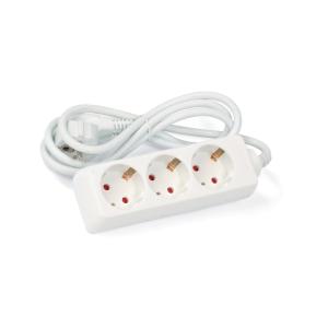 Power Outlet, Earth, 3-Way, 1.5m, 5pcs, White, Bårebo 966550