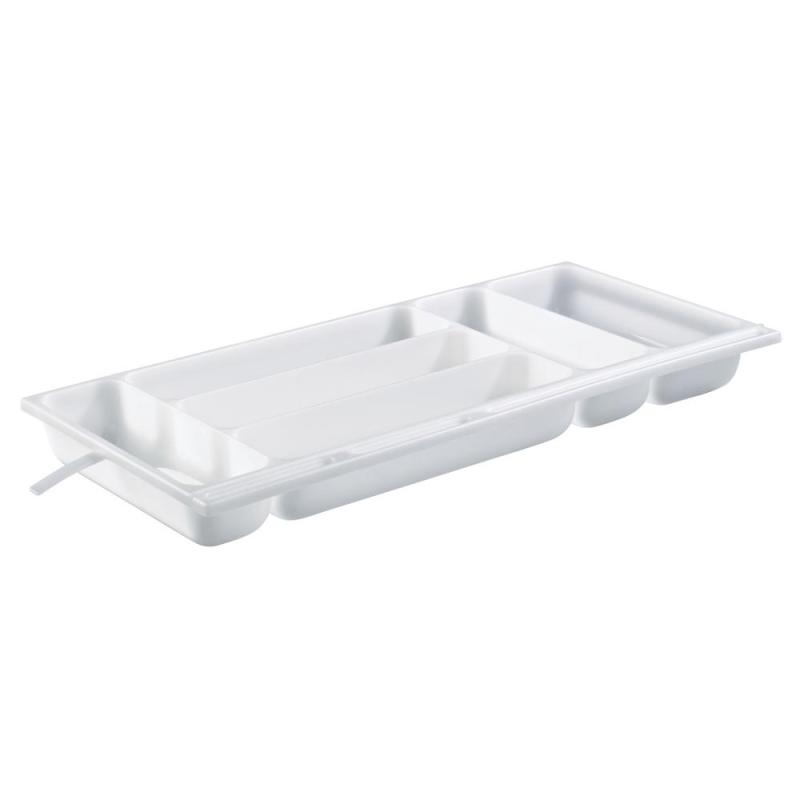 Bestikbakke Smal, 6-Rum, Hvid, 10stk, Nordiska Plast