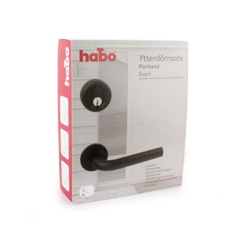 Udvendigt Dørsæt Uden Låsehus Portland Sort Habo 31435