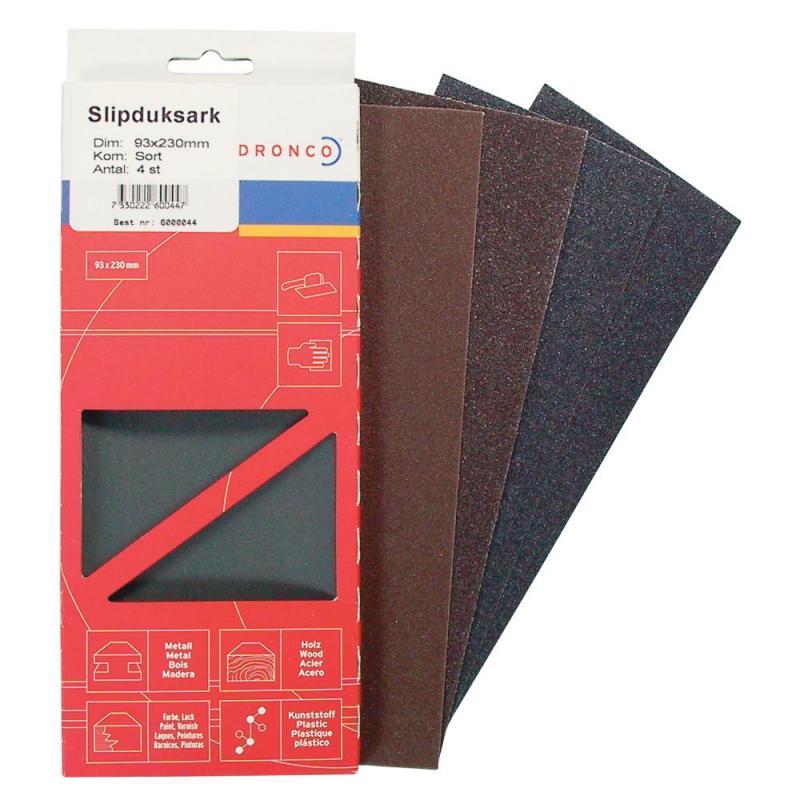 Slibeklud 93x230mm Sort 4stk Dronco