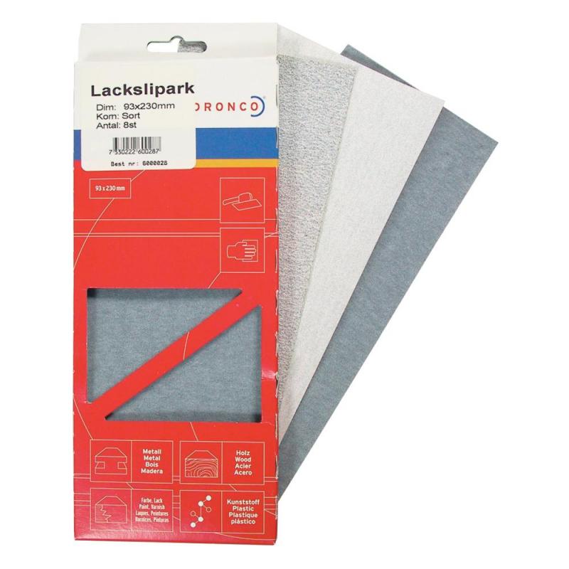 Lak Slibepapir 93x230mm 8stk Dronco