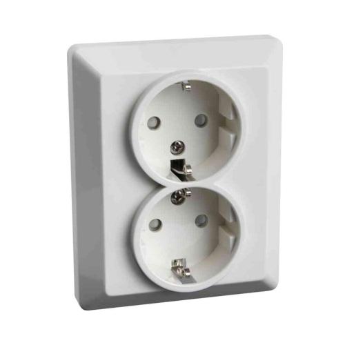 Vægudtag Forsænket Jordet 2-Vejs Med Kæledyrsbeskyttelse 16A 250V Hvid Gelia