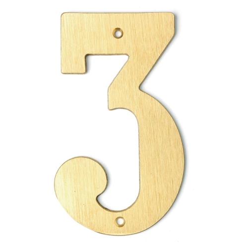 Bårebo Siffra nr 3 140mm Mattborstad mässing - 861123