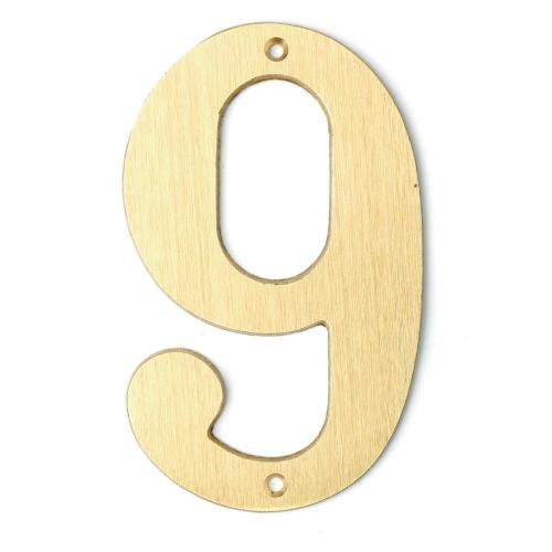 Bårebo Siffra nr 9 140mm Mattborstad mässing - 861129