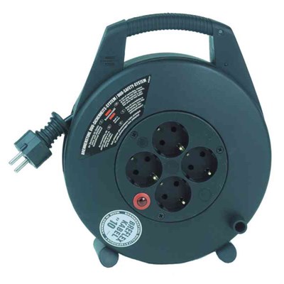 Kabelrulle 5m 3G1.5 Jordad Svart Brennenstuhl