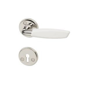 Door handle 3130-2991 P, White/Nickel, Habo 60111