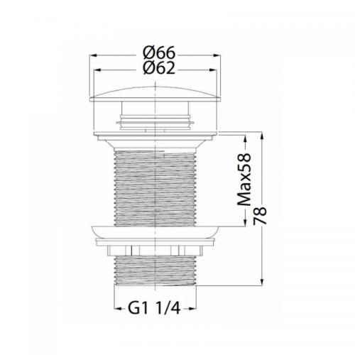 POP-UP Bottenventil Krom Utan Bräddavlopp Hafa