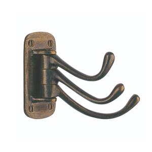 Drejelig Tredobbelt Krog 82mm Antik Messingfinish 10stk Beslagboden BA248