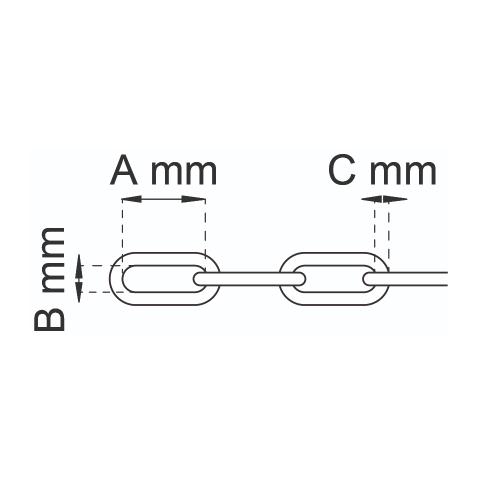 Kæde DIN 5685, Kortled 4KL Varmgalvaniseret, Habo