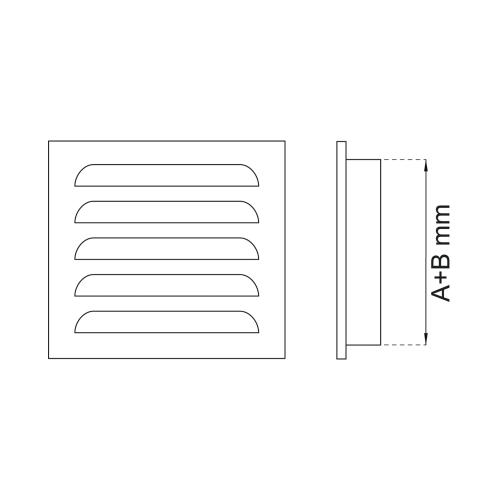 Udluftningsgitter 33G 100x100mm Med Ramme
