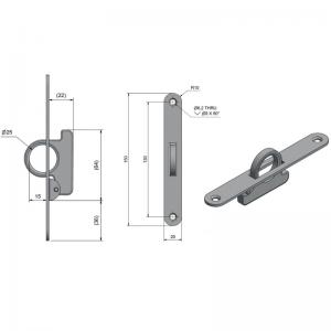 Bårebo Skjutdörrshandtag 150x20mm Mattförnicklad822414