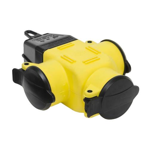 Strømskinne Uden Kabel Jordet 3-Vejs 10A 250V IP44 Gul Gelia