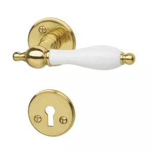 Interior Door Handle A9686 Polished Brass/White, Habo 1411