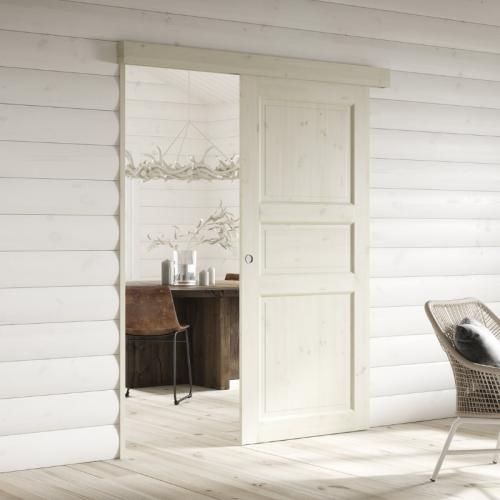 Kornisch för utanpåliggande skjutdörr Obehandlad Furu