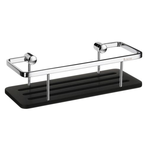 Brusekurv Med Sort Bundplade I Solid Surface Sideline Poleret Krom Smedbo DK3003