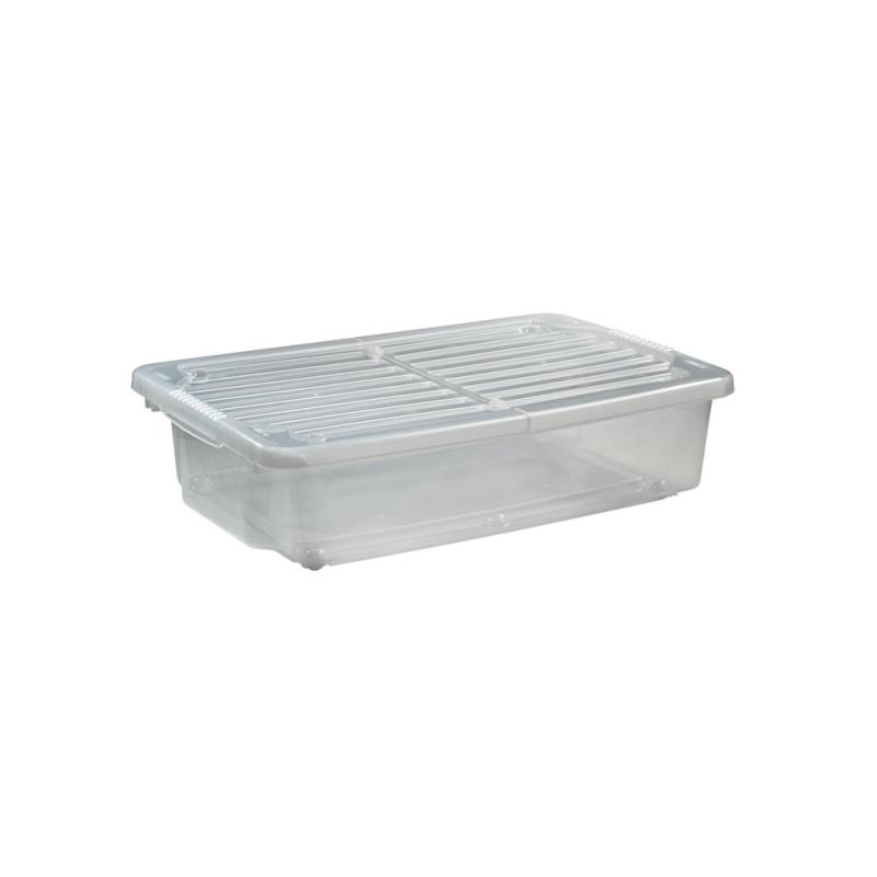 Förvaringsbox Med Hjul 55L, Transparent, 6st, Nordiska Plast