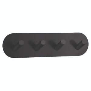 Four Hook Black BB1094 Self Adhesive Rounded