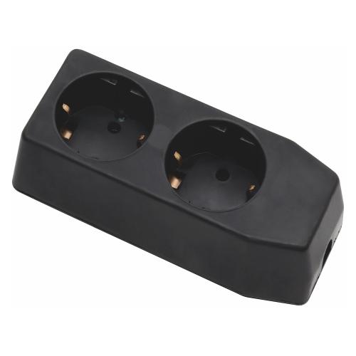 Afgreningsstik 2-Vejs, Sort, Lige Fatning, Malmbergs 1554412