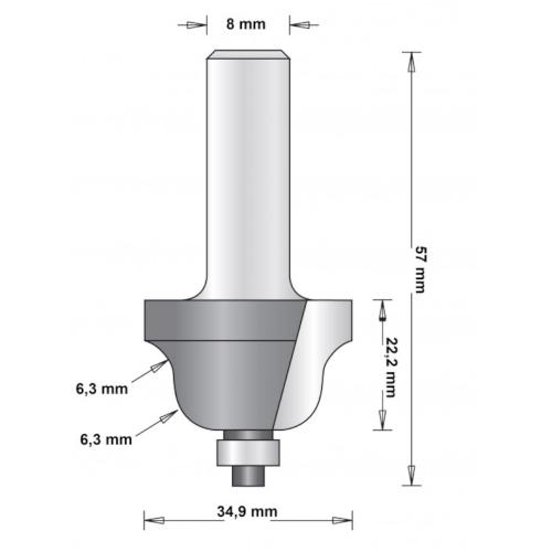 Profilfräs Med Styrning 34,9mm 2 Skär, HiKOKI 66754097