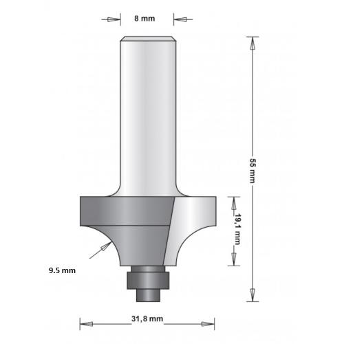 Avrundningsfräs Med Styrning 31,8mm, HiKOKI 66754106