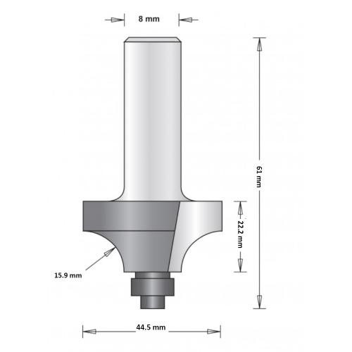 Avrundningsfräs Med Styrning 44,5mm, HiKOKI 66754108