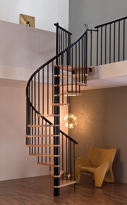 Spiraltrappa, Euro Design, Bok-Svart, 1600mm, Byggera