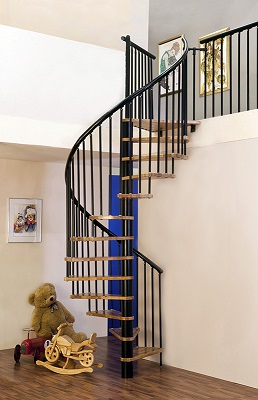 Spiraltrappa, Euro Design, Ek-Svart, 1600mm, Byggera