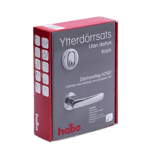 Fordørssæt A2560 Krom Uden Låsehus, Habo 15597