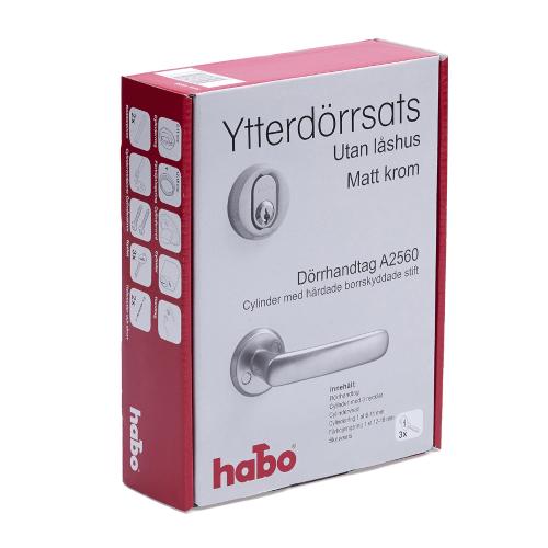 Yderdørssæt A2560 Uden Låsekasse Mat Krom, Habo 15598