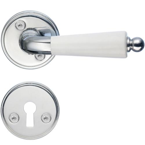 Innerdörrhandtag, Polerad krom/vit ABS-plast - B279XKNS