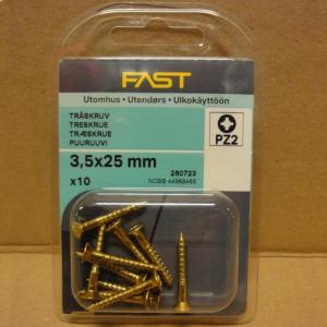 Wood Screw TFX Brass 3.5x25 10pcs