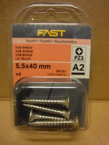 SKRUV VVS A2 POLERAD 6,0X75 4ST