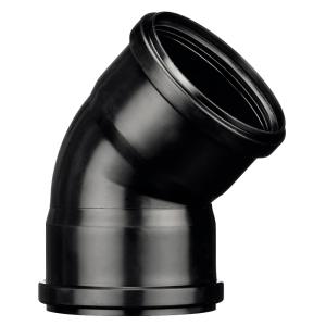 Rörböj Dränering Med 2 Muffar 45° Svart Terana