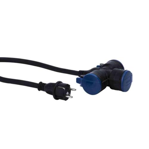 Grenuttag Jordat 3-Vägs Med Lock 25m 3G2,5mm² 3680W IP44 Svart Gelia