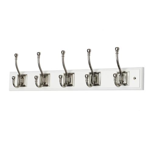 Tøjbøjle Retro, 5-Krog Nikkel, Hvid/Mat, Habo 16233