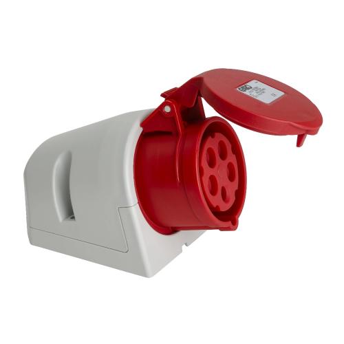 Vægstikkontakt CEE UI 432-6S + RU 32A IP44 Rød Garo