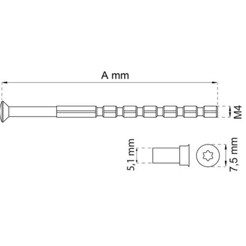 Skruesæt M4X75mm Forniklet Til, Habo 16735