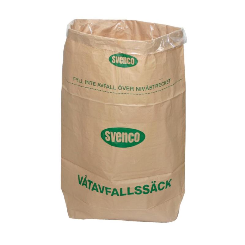 Papirsæk, 125L, 2 Ark, Papir/Plastik, 25stk, Svenco