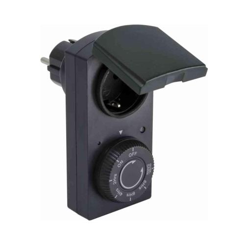 Twilight Relæ Udendørs Med Timer Stik 1000W 230V IP44 Sort Gelia