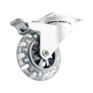 Furniture Castor With Plate And Brake 4107 White Habo 17209