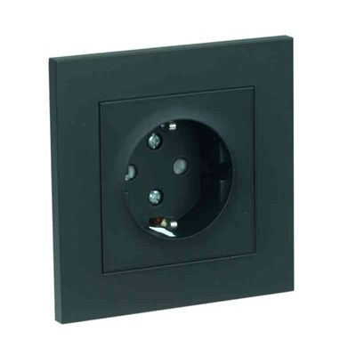 VÄGGUTTAG ELKO PLUS 1-V JORD SVART