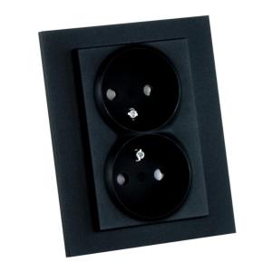 Vægstikdåse Plus 2-Vejs Ujordet Indbygget 16A 250V Sort Elko