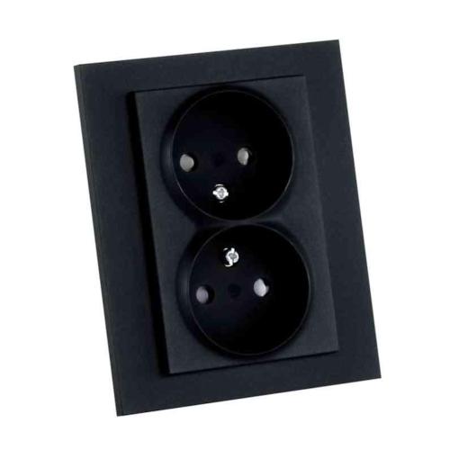 Vægstikkontakt Plus 2-Way Earth 16A Sort Elko