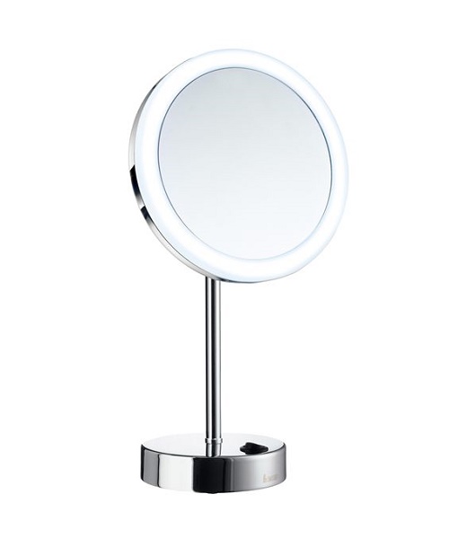 Makeupspejl På Fod Med LED-Lyskant I Poleret Krom Smedbo FK484EP
