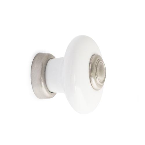 Knopp Erik Porslin Vit/Borstad Nickel, Habo 100405