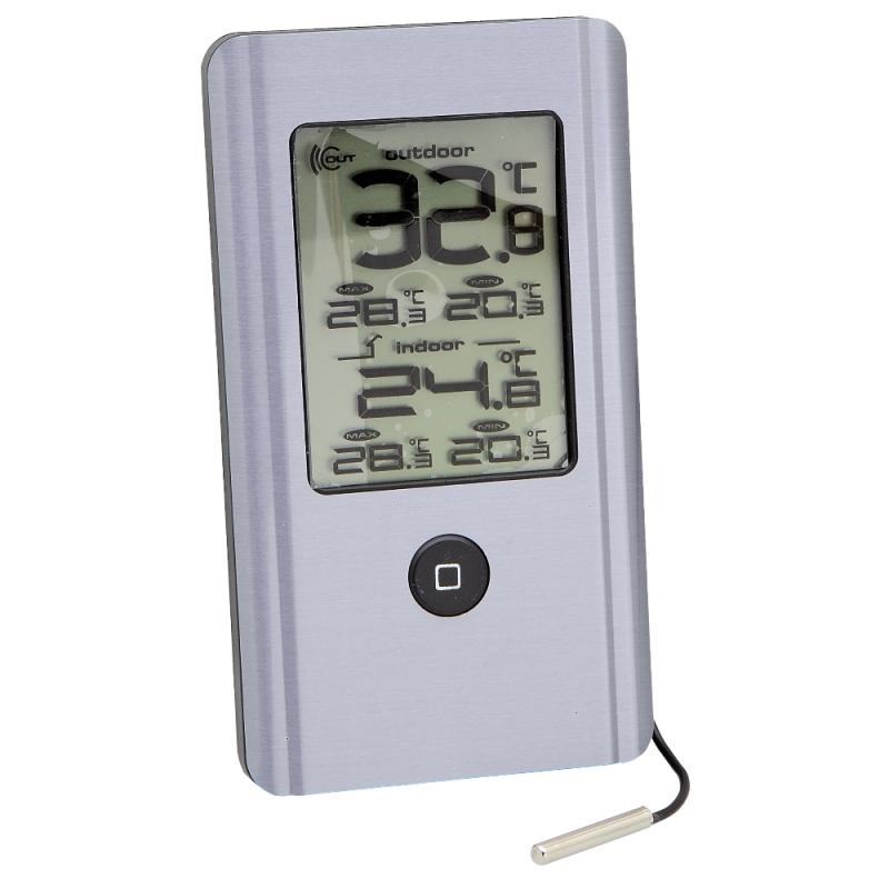 Termometer Inne/Ute 130x75mm Aluminium Viking