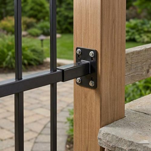Fence Bracket With Mounting Plate Black 4pcs Jabo 34037